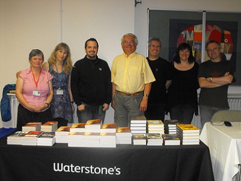 Ramsey Campbell, Paul Kane, Marie O'Regan and Conrad Williams, with staff from Bolton Library and Waterstone's, Bolton