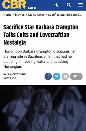 Screenshot: CBR.com - Barbara Crampton talks about Sacrifice