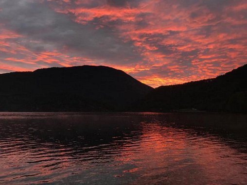 Sunset over lake