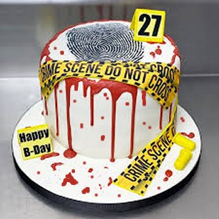 Crime scene birthday cake