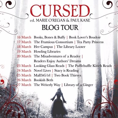 Poster for Cursed Blog Tour: Cursed, edited by Marie O'Regan and Paul Kane