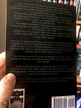 Back cover of Darkness & Shadows by Paul Kane