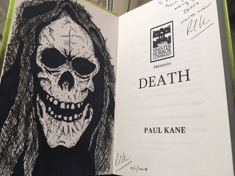 Remarque in a copy of 'Death' by Paul Kane