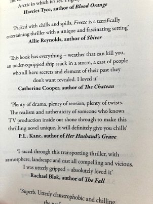 Interior page showing quotes for Freeze, by Kate Simants