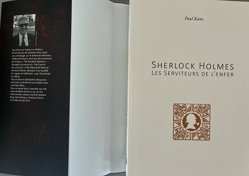 photograph showing the cream cover of Sherlock Holmes Les Serviteurs De L'Enfer by Paul Kane