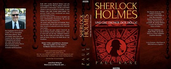 image showing the wraparound cover for the German edition of Sherlock Holmes and the Servants of Hell, by Paul Kane