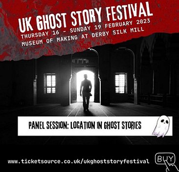 Banner image for UK Ghost Story Festival - Panel: Location in Ghost Stories. Image of a man silhouetted in a doorway