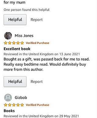 Screenshot: Amazon five star review for Her Husband's Grave by Paul Kane