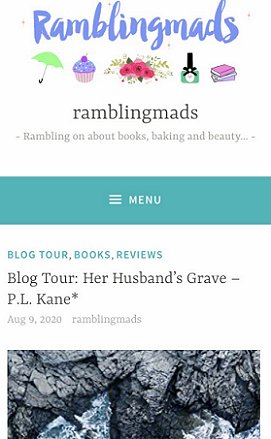 Banner image: Ramblingmads blog tour Her Husband's Grave by P L Kane