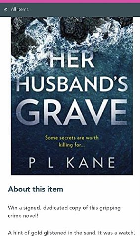 Screenshot: Her Husband's Grave by Paul Kane, Books for Vaccines