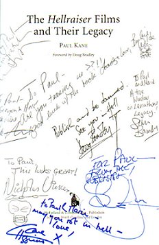 Signed copy of The Hellraiser Films and their Legacy