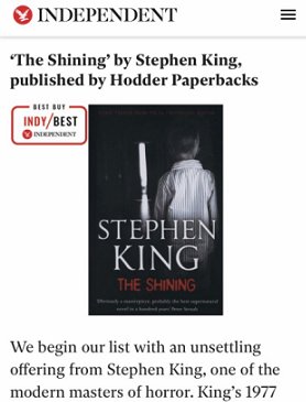 Independent, The Shining by Stephen King