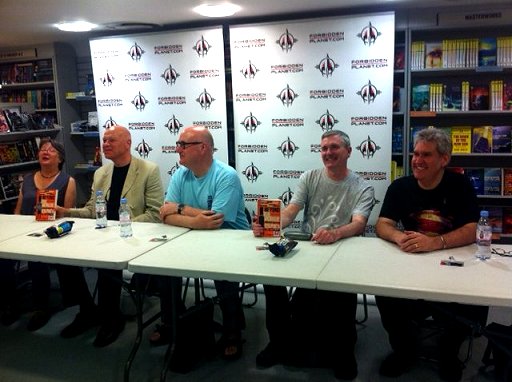 Beyond Rue Morgue signing. L to R: Lisa Tuttle, Simon Clark, Stephen Volk, Mike Carey and Paul Kane
