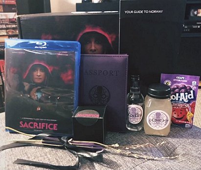 Box of promotional materials for Sacrifice Blu-Ray