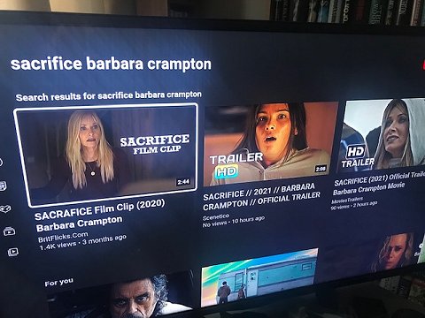 Screenshot: Sacrifice trailer, with Barbara Crampton