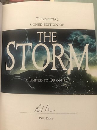 Signature page, limited edition of The Storm, by Paul Kane