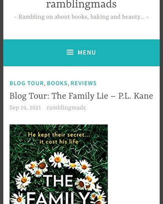 Screenshot: ramblingmads - Blog tour: The Family Lie by P L Kane