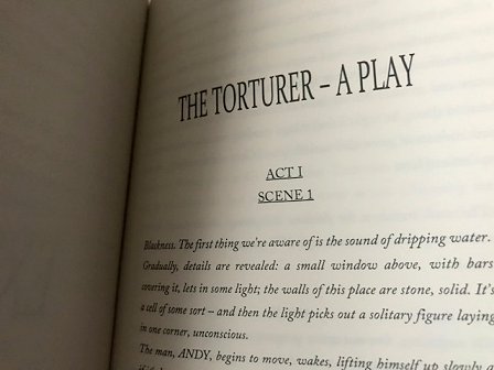 Title page of The Torturer play, from Traumas, by Paul Kane