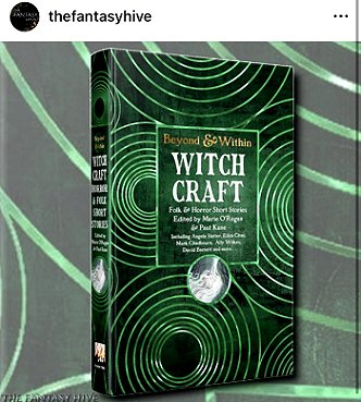 screenshot from @thefantasyhive, showing a copy of Beyond and Within Witchcraft, edited by Marie O'Regan and Paul Kane