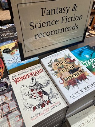 waterstones recommended Fantasy and Science Fiction display, featuring Wonderland, edited by Marie O'Regan and Paul Kane
