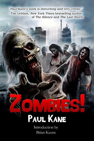 Book cover, showing a crowd of zombies approaching. Title of book - Zombies by Paul Kane