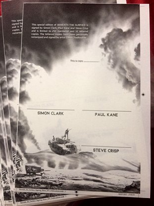 Signing sheets for Beneath the Surface, by Paul Kane and Simon Clark 