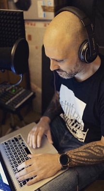 Christian Francis recording audiobook of Lunar, by Paul Kane