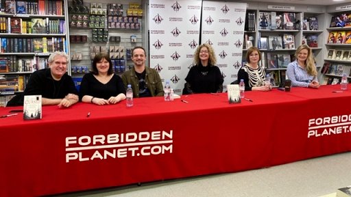 L to R: Paul Kane, Marie O'Regan, James Brogden, Maura McHugh, Jen Williams, Catriona Ward