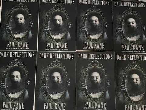 photograph showing eight copies of Dark Reflections, by Paul Kane, in two rows of four