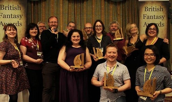 L to R: Ruth Booth, Marie O'Regan, Paul Kane, Alex Davis, Brian Marshall, Pixie Peigh, Tim Lebbon, Bella Pagan, Phil Lunt, Robert Shearman, Catriona Ward, Zen Cho and Priya Sharma