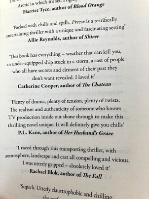 Interior page showing quotes for Freeze, by Kate Simants