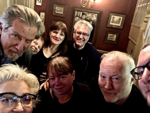 HWA UK Chapter Pub Meet. Back Row, L to R: Reggie Oliver, Anna Taborska, Marie O'Regan and Paul Kane. Front row, L to R: Barbie Wilde, Amanda Foubister, Stephen Jones, Steve Shaw