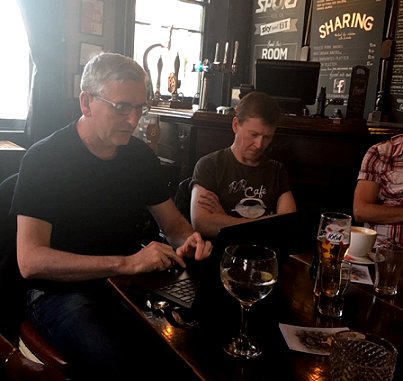 Mike (M.R.) Carey reading at the last HWA pub meet