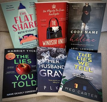 Book display including Her Husband's Grave by P L Kane