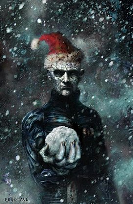 Pinhead, in Santa hat
