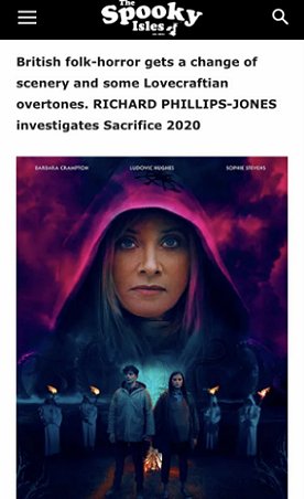 Screenshot: The Spooky Isles podcast review of Sacrifice