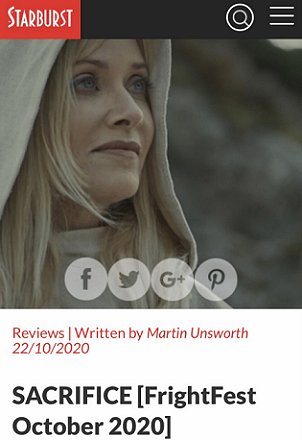 Starburst review of Sacrifice. Image of Barbara Crampton