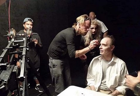 Behind the scenes shot from The Torturer, with Paul T. Taylor